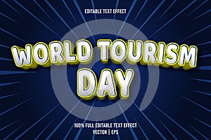 World tourism day editable text effect 3 dimension emboss cartoon style