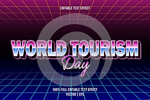 World tourism day editable text effect 3 dimension emboss retro style