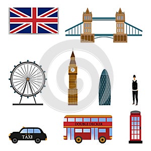 World Tourism And Travel To England Concept. Famous Landmarks Of Great Britain. London Touristic Poster With Famous