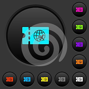 World travel discount coupon dark push buttons with color icons