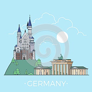 World travel in Germany Linear Flat vector design
