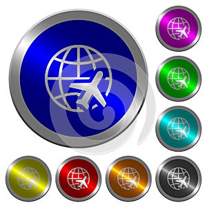 World travel luminous coin-like round color buttons