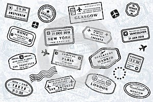 World travel passport stamps