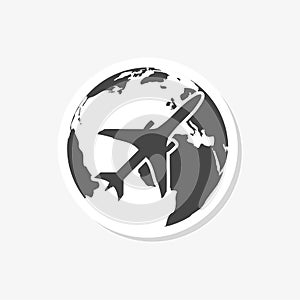 World travel sticker, Travel around the world flat design, simple vector icon