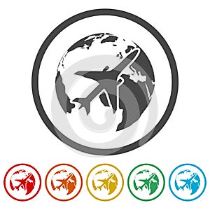 World travel, Travel around the world flat design, 6 Colors Included