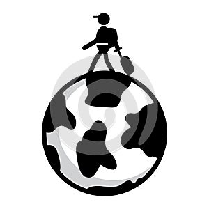 World Traveler Simple Monochrome Illustration