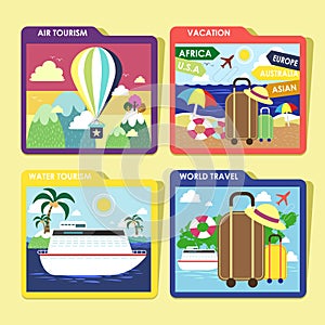 World traveling concept icons set in flat design