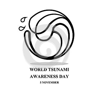World Tsunami awareness day, 5 November banner, circle simple logo for pray disaster tsunami