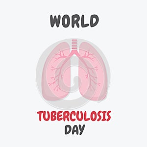 World Tuberculosis Day poster. TB awareness sign. Flat design human lungs icon. Human internal organ