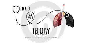 World Tuberculosis Day TB day banner white background