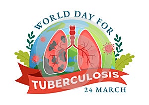 World Tuberculosis Day Vector Illustration on March 24 with Lungs and Bacteria to TB Awareness and Medical in Healthcare