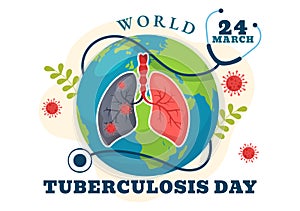 World Tuberculosis Day Vector Illustration on March 24 with Lungs and Bacteria to TB Awareness and Medical in Healthcare