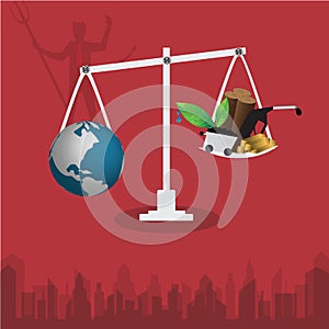 World and use of resources unbalance - illustrator