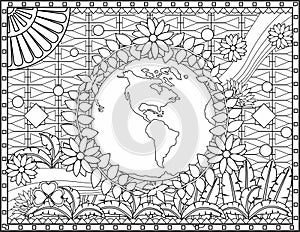 World Vegetation Renewal with Sun Coloring Page photo