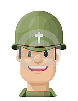 World War 2 Army Chaplin Flat Vector Illustration Icon Avatar