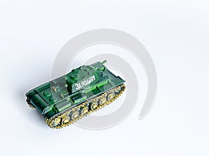 World war 2 tank model toy isolated on background