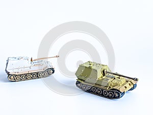 World war 2 tank model toy isolated on white