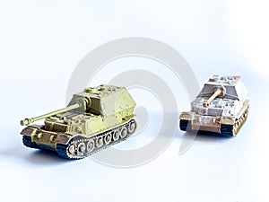 World war 2 tank model toy isolated on white