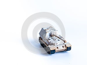 World war 2 tank model toy isolated on white