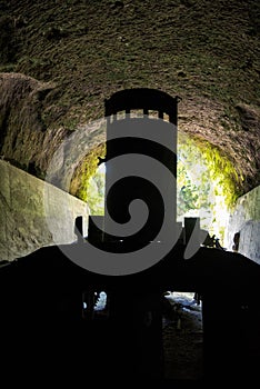 World war II Japanese landing barges in tunnels near Rabaul