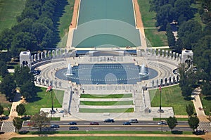World War II Memorial aerial view, Washington DC, USA photo