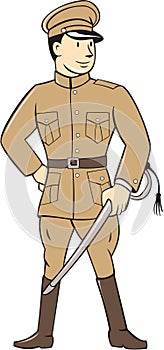 World War One British Officer Standing Cartoon