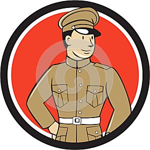 World War One British Officer Standing Circle Cartoon