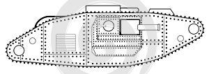 World War One Tank Line Drawing