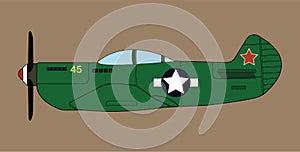 World War. Tempest fighter plane 1944. WW II aircraft. Vintage airplane.world war plane,vector illustration. world war