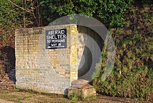 World war two air raid shelter, Brooklands, Surrey.