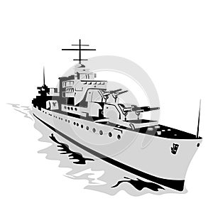 World War Two Fletcher Class Torpedo Boat Destroyer Isolated Retro