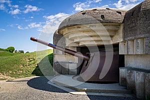 World War Two German artillery remnant at Longues-sur-Mer, Atlantic Wall fortification, Normandy, France