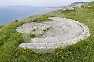 World War Two gun emplacement on cliff edge