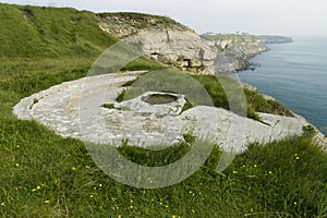 World War Two gun emplacement on cliff edge