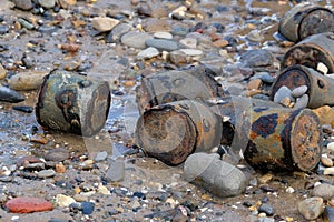 World War two ordnance on beach.