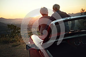 The world was meant to be enjoyed. a senior couple enjoying a road trip.