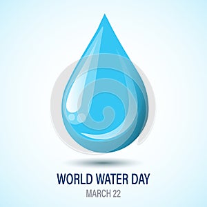 World Water Day, 3d water drop. Ecological concept. Banner. poster, postcard vector