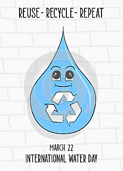 World water day card sustainable recycle and reuse