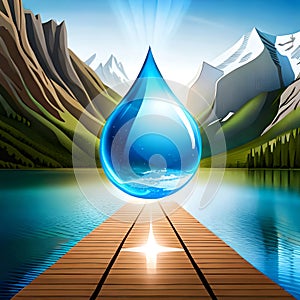 World Water Day commemorated with a depiction of a water droplet on the earth . Generative Ai