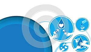 World Water Day concept of ecology and Design for banner with Cooperation in saving water in everyday life concept on Blue