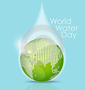 World water day concept with water drop, vector illustration.