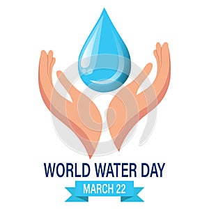 World Water Day, a drop of water in the hands. Banner. poster, postcard vector