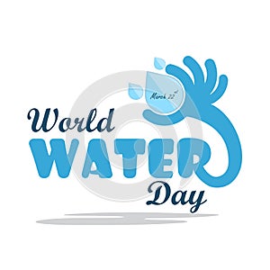 World water day illustration cartoon flat design.Water drop icon