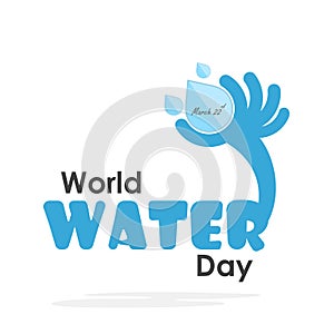 World water day illustration cartoon flat design.Water drop icon