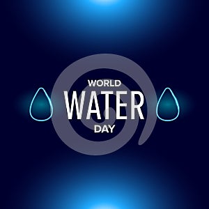 World water day neon style banner design template. 22 march International water day neon concept horizontal vector