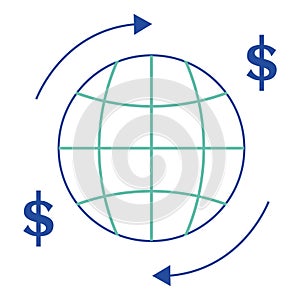 World web with money symbols Isolated business icon Vector