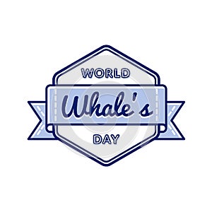 World Whales day greeting emblem