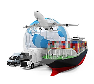 World Wide Cargo Transport Illustration