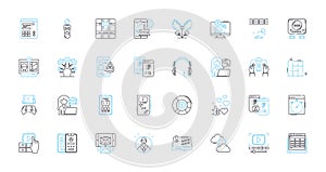 World Wide linear icons set. Global, Internet, Connectivity, Nerk, Diversity, Access, Communication line vector and