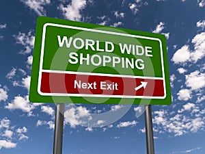 World wide shopping traffic sign